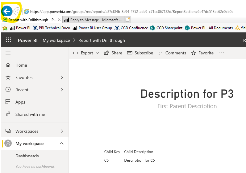 Child details for selected parent record displayed..  Use browser back button to return to calling report