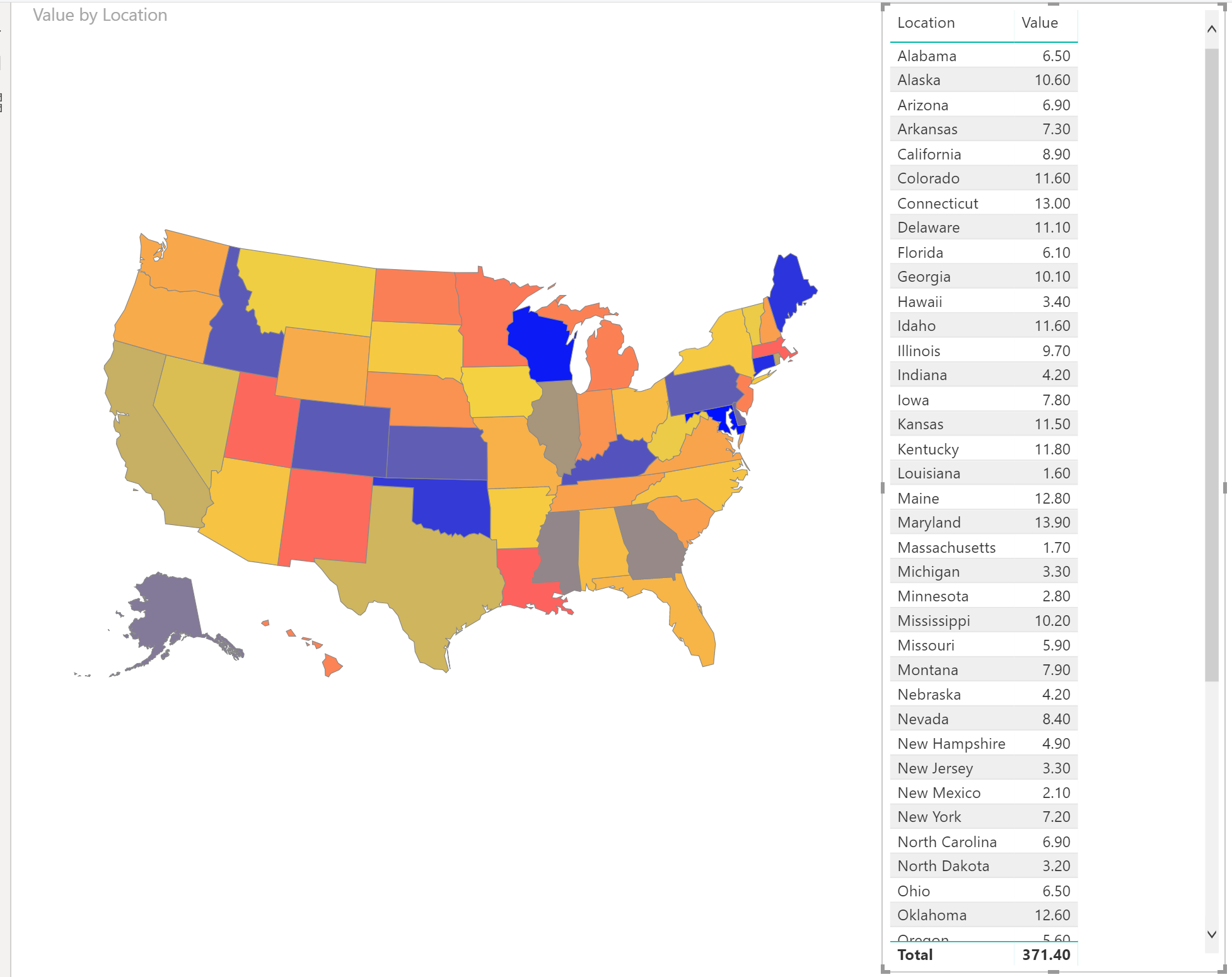 Filled Map but the colours arent diverging enough - Microsoft Fabric ...