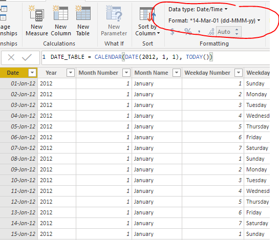 Here is the model for "Dates" table: (marked as date table)