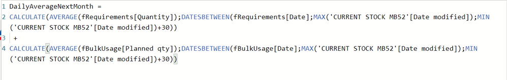 This is what I did to calculate the average use for the next 30 days of every item