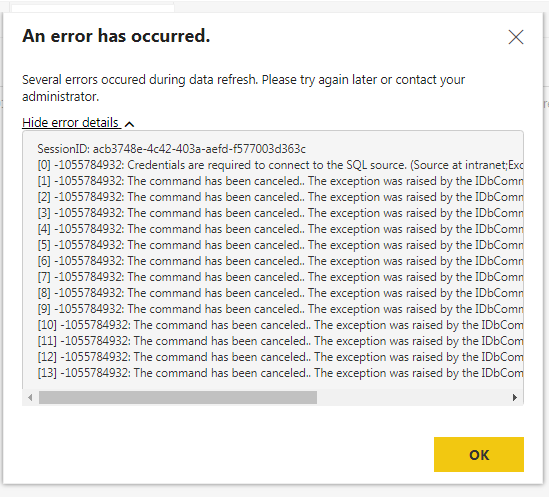 power bi report server - Refresh failed due to exc... - Microsoft ...