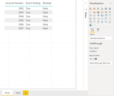 Master page with the fields that we want to drill through to the Details page