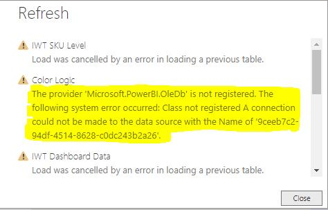 Error Message when Refreshig Data > The provider ... - Microsoft Fabric ...