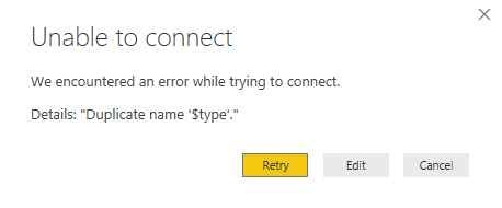 Unable to connect to web data source - duplicate n... - Microsoft ...