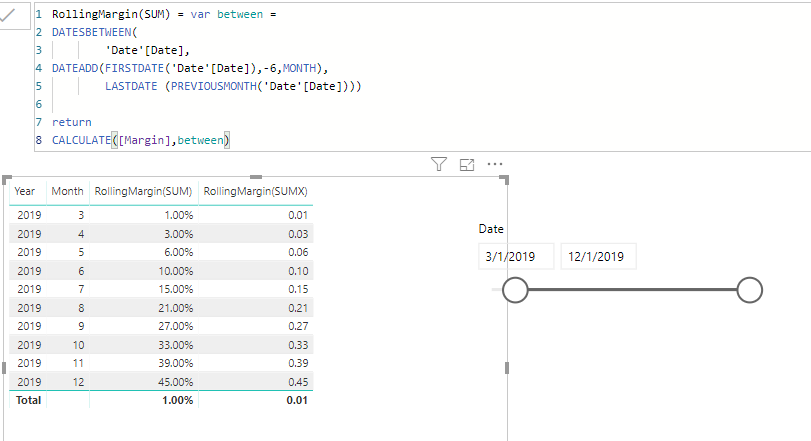 Rolling SUM with Datesbetween where Initial Date i... - Microsoft ...