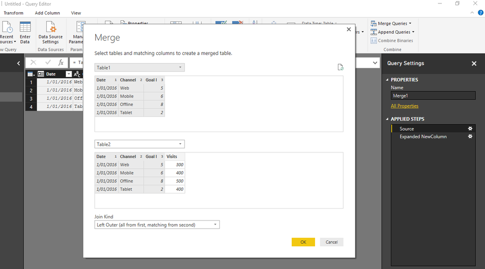 Merge, Left Outer Join and Expand, Select Visits