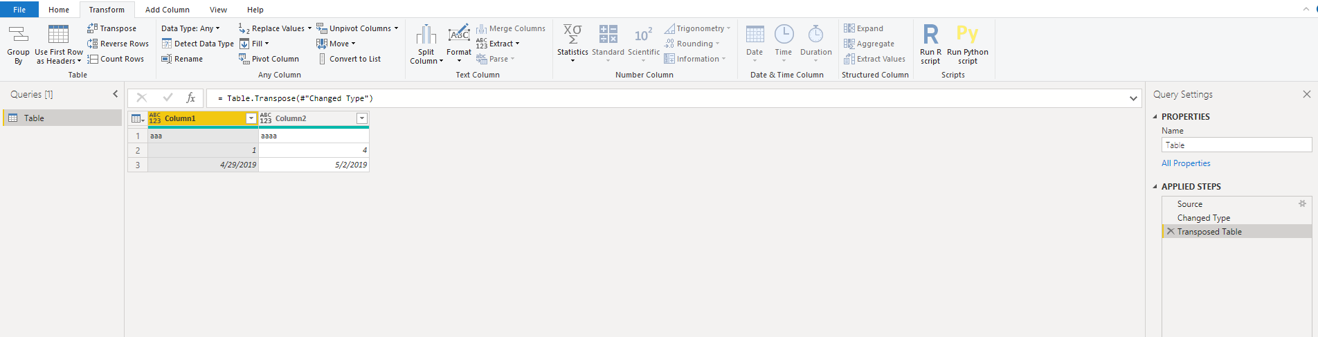 Transpose multiple rows to column - Microsoft Fabric Community
