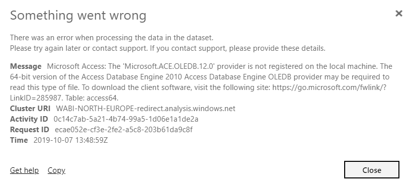 Error during BI cloud refresh with access as linke... - Microsoft ...