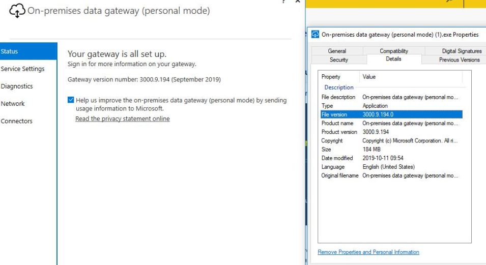 Solved: Personal data Gateway ver 3000.9.194 update issue - Microsoft ...