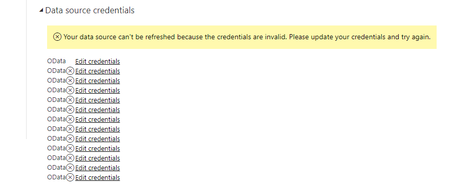 data source credentials error - Microsoft Fabric Community