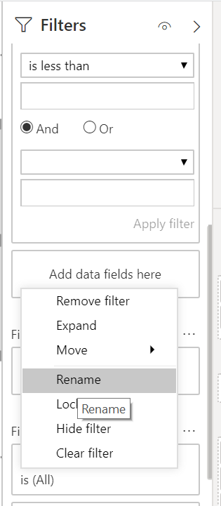 Solved: Rename a column in report level filter - Microsoft Fabric Community