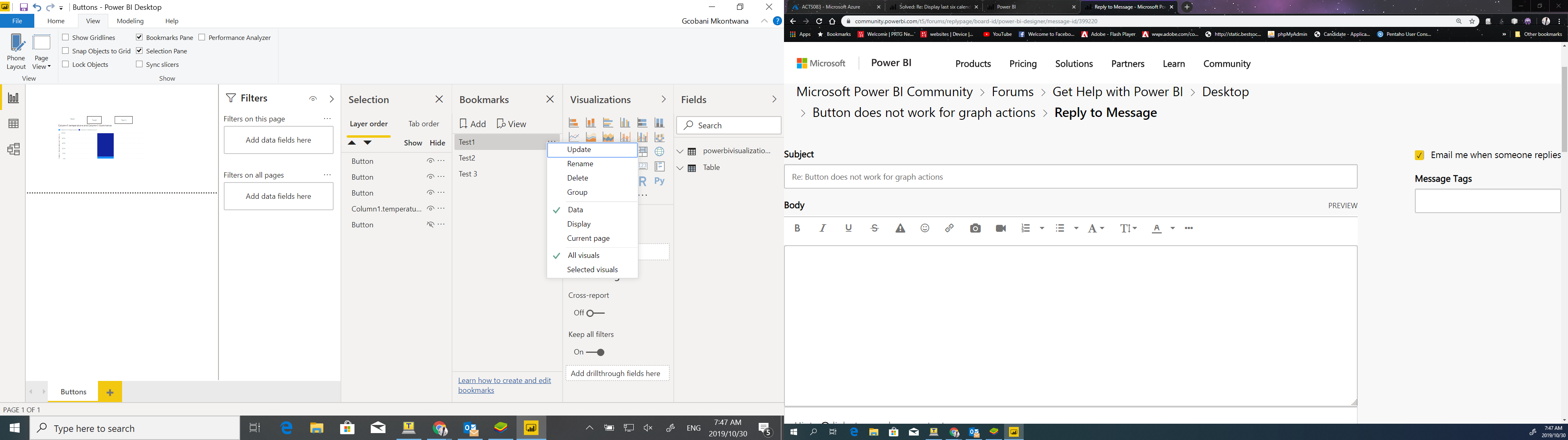 Button does not work for graph actions - Microsoft Fabric Community