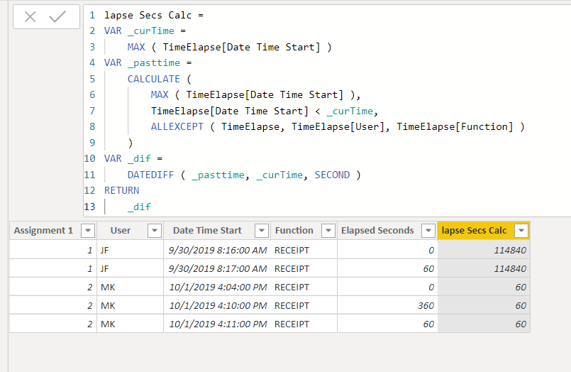 Solved: Time difference between date time values in same ...