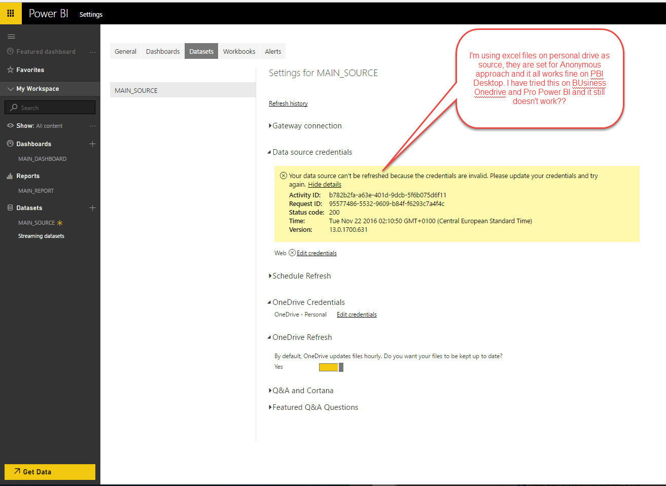 Credentials are invalid for Onedrive Anonymous Acc... - Microsoft ...