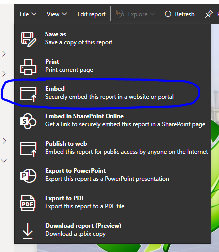 Fig 1: Embedded link to Report