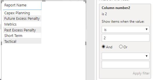 Using a table visual, splitting the results into 2... - Microsoft ...