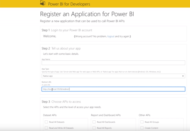 Register an application for Power BI in Azure