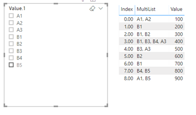 The slicer based on 'Table_Mapping' [Value.1] and the Table visual with all columns from Table_Original