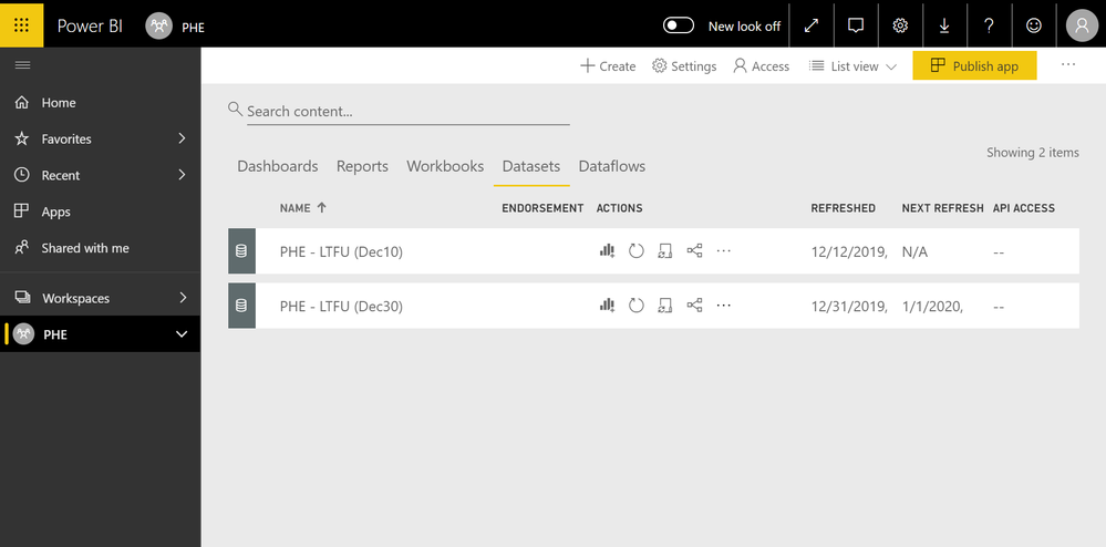 Figure 3. Dataset - Refresh Confirmed