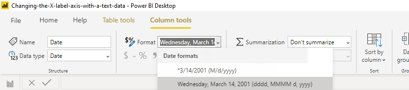 Solved: Changing the X label axis with a text data - Microsoft Fabric ...