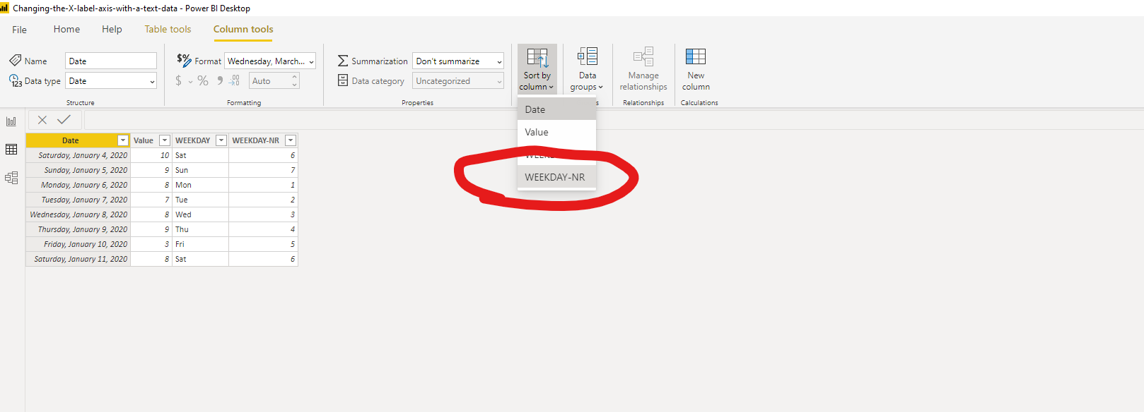 Solved: Changing the X label axis with a text data - Microsoft Fabric ...