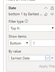 Solved: Earliest Date in visual level filter - Microsoft Fabric Community