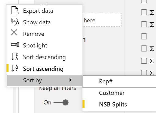sorting on all columns in a matrix - Microsoft Fabric Community