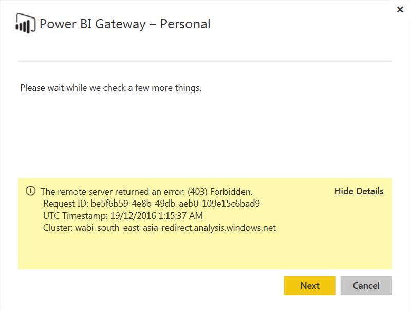 Power BI Gateway - Personal - can't sign in to Pow... - Microsoft ...