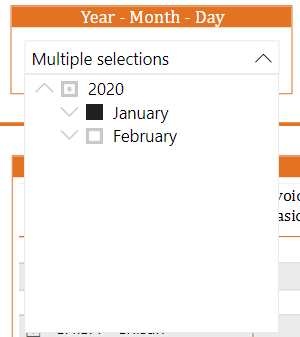Shows "multiple selections", even though only one item in the second level is selected.