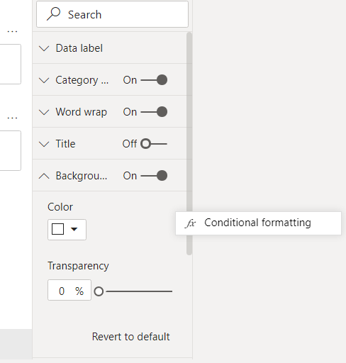 Conditional formatting context menu under the ... in Background