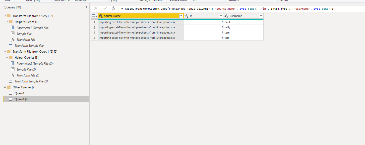 Solved: Importing excel file with multiple sheets from Sha ...