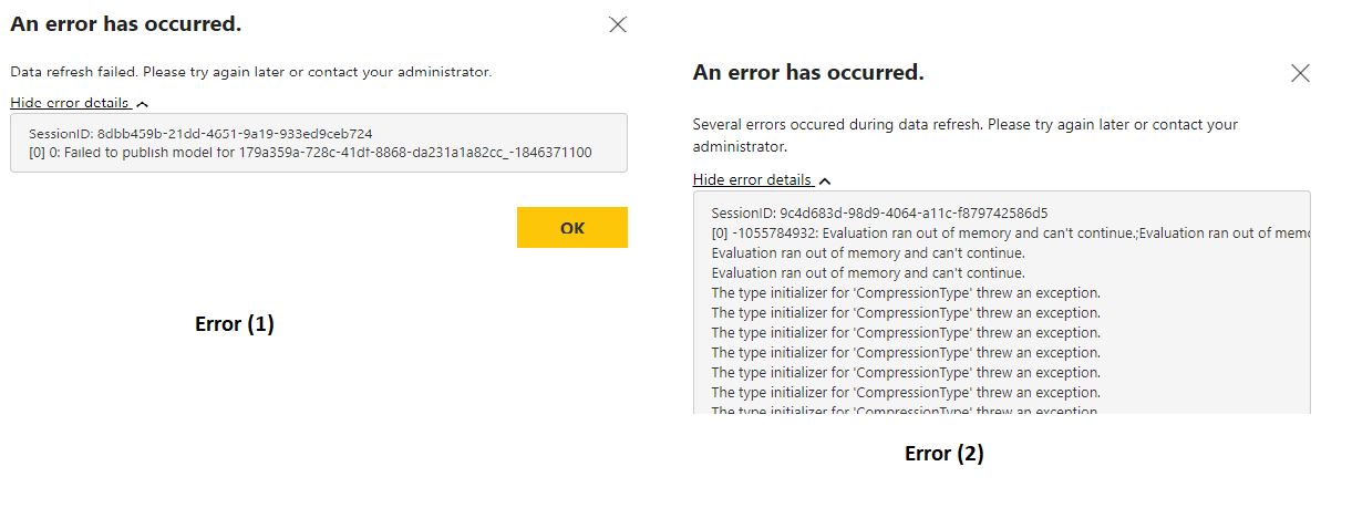 Errors in Power BI Report Server Refersh - Microsoft Fabric Community