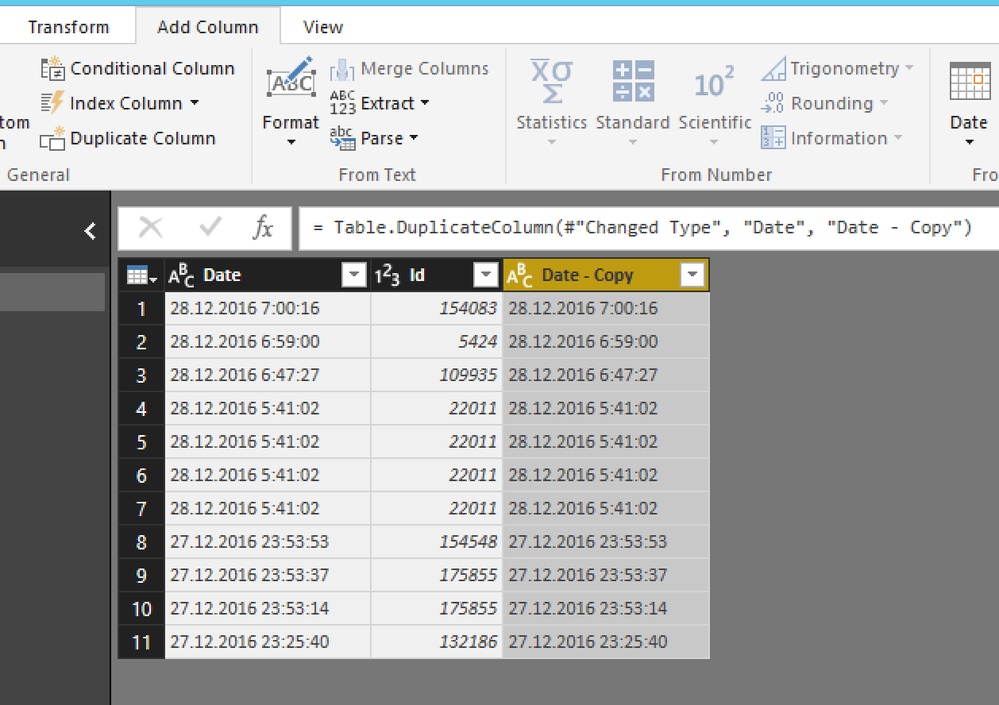 duplicated Date column