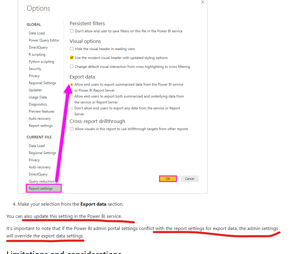 Solved: Export underlying data not available to end users ...