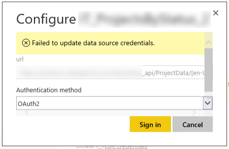 OData Feed - Failed to update data source credenti... - Microsoft ...