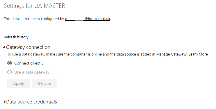 Hotmail account seen in Organisational data connection settings?