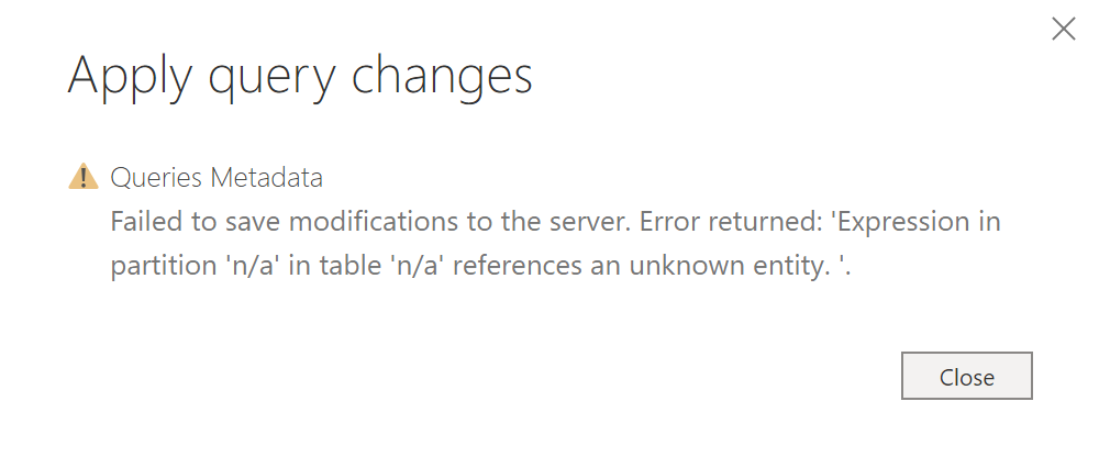 Error on apply Power Query: Expression in partitio... - Microsoft ...