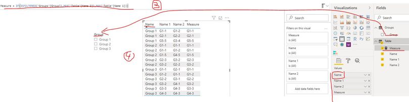 Create measure and table visual