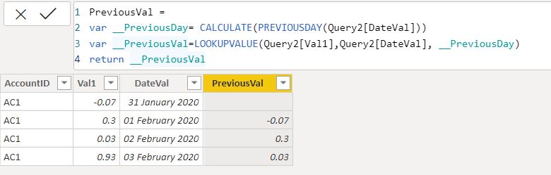 Solved: DAX formula to return fields from the previous day - Microsoft ...