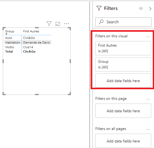 Apply filtres in groups in matrix - Microsoft Fabric Community