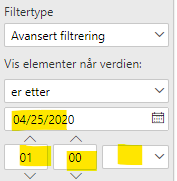 This is the filter in Service after changed date, and tried to change time