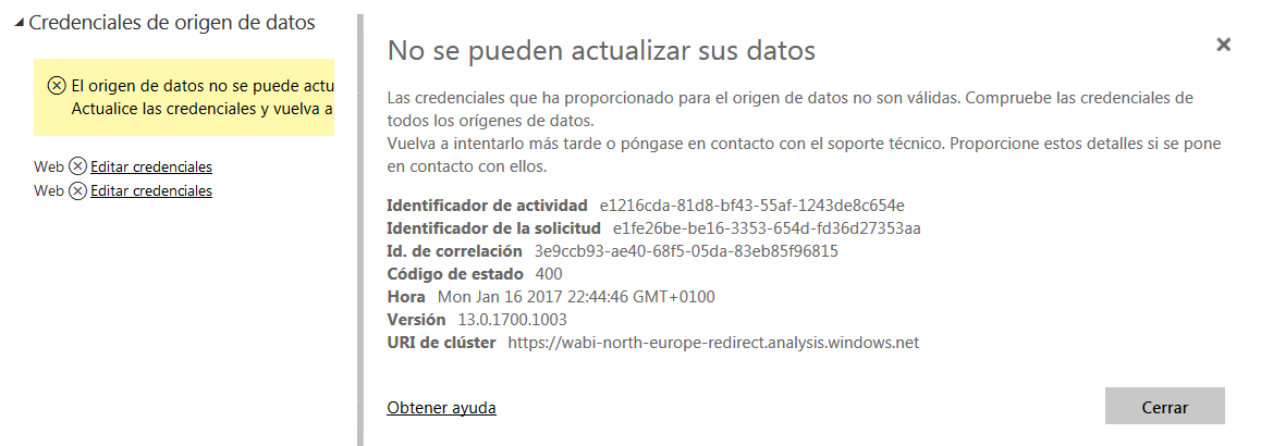 Data source credentials not valid when updating in... - Microsoft ...