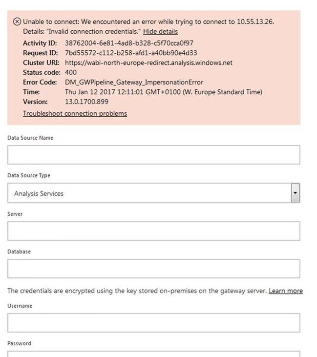 Error: Unable to Connect - Microsoft Fabric Community