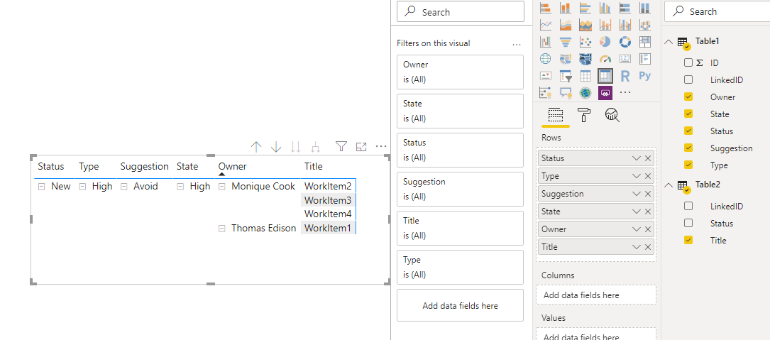Solved: Display data in a table visual using two linked ta ...