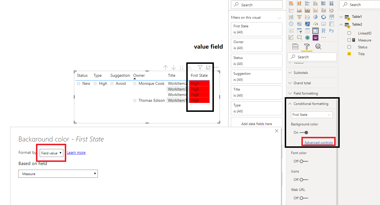 Solved: Display data in a table visual using two linked ta ...