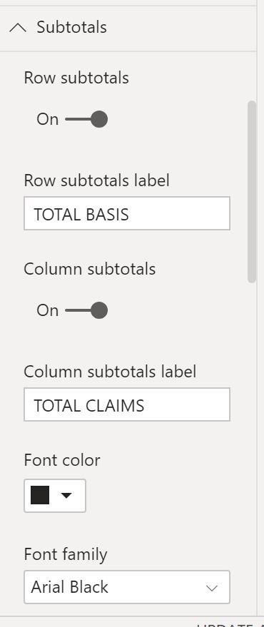 Total SUM at end of Column in MATRIX Table - Microsoft Fabric Community