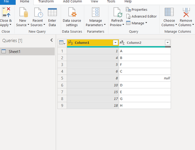 Result after using remove duplicate rows function. Where as all 7 null rows from initial list has  to be retained