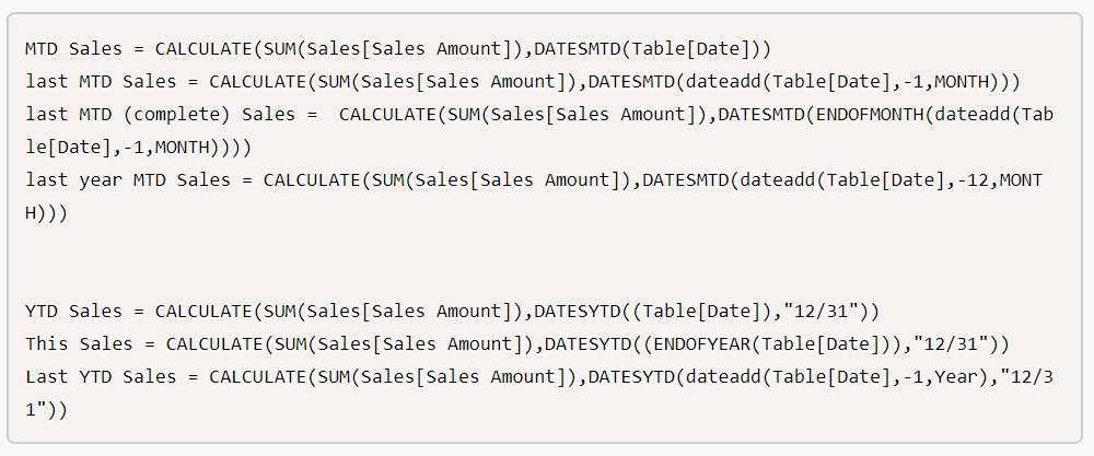 Table based on YTD/MTD - Microsoft Fabric Community