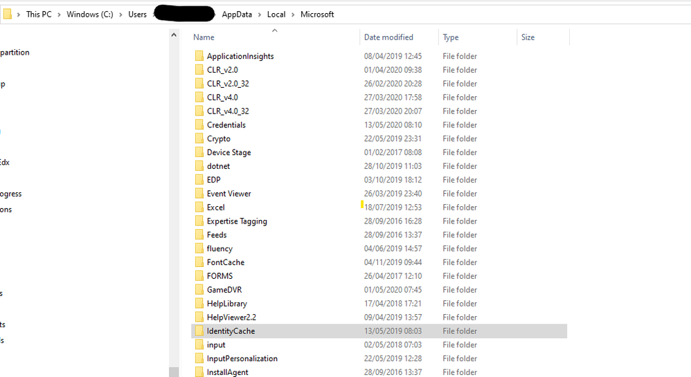 No Cache folder to delete