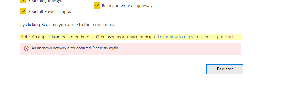 Azure App Registration Tool is not Working - Microsoft Fabric Community